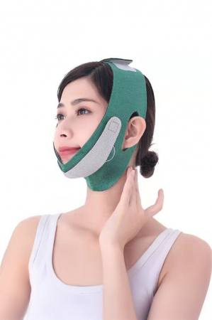 Curea tip banda pentru ridicare fetei ContouringBand Doty®, pentru lifting facial, fermitate si subtiere, prindere cu scai, 45 x 40 x 38 cm, verde [5]