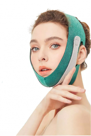 Curea tip banda pentru ridicare fetei ContouringBand Doty®, pentru lifting facial, fermitate si subtiere, prindere cu scai, 45 x 40 x 38 cm, verde [3]