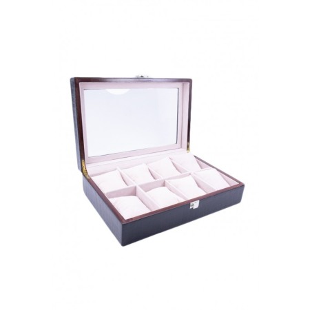 Pentru El - Cutie 8 ceasuri Seth, caseta eleganta pentru ceasuri, piele ecologica tip croco,interior captusit cu catifea, eleganta,culoare n