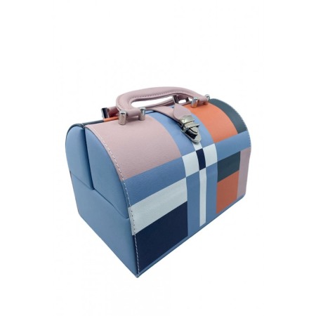 Cadouri unice - Cutie de bijuterii Abstance, din piele ecologica, eleganta, imprimeu abstract, compartimentata, multicolar, 22x14x20 cm