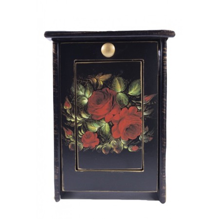 Cutie de bijuterii Anne cu aspect vintage din lemn ,maro inchis, cu capac , compartimentata,2 sertare,oglinda care se roteste, a [0]