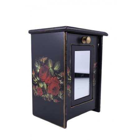 Cutie de bijuterii Anne cu aspect vintage din lemn ,maro inchis, cu capac , compartimentata,2 sertare,oglinda care se roteste, a [3]