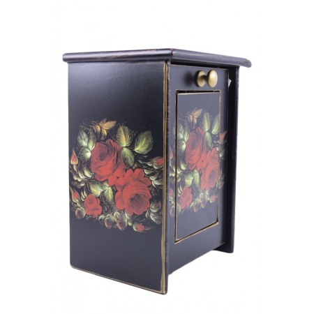 Cutie de bijuterii Anne cu aspect vintage din lemn ,maro inchis, cu capac , compartimentata,2 sertare,oglinda care se roteste, a [1]