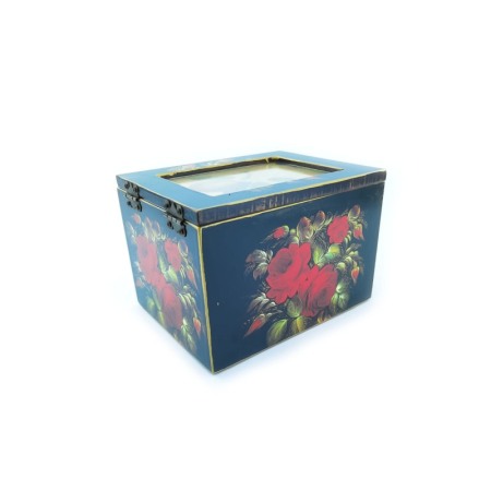 Organizatoare pentru ceasuri si bijuterii - Cutie de bijuterii Anne cu aspect vintage din lemn ,maro inchis, cu capac , compartimentata,aspect elegant, rama photo,model tra
