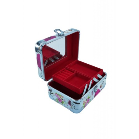 Pentru ea - Cutie de bijuterii Big Trunk din material de calitate, model balerina ,detalii culoare roz,usor de transportat,detalii argintii,