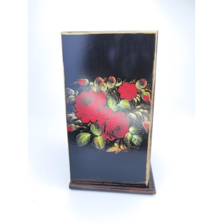 Cutie de bijuterii din lemn de calitate, culoare neagra cu tradafiri, contine sertare pentru bijuterii si oglinda,22 cm inaltime [4]