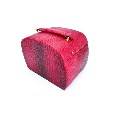 Cutie de bijuterii din piele ecologica tip croco, eleganta, compartimentata pe 3 nivele,contine si cheita, rosu, doty [4]