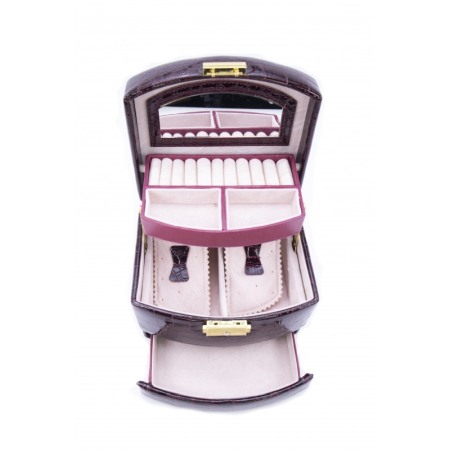 Cutie de bijuterii Gaia, din piele ecologica tip croco, eleganta, compartimentata,contine oglinda interioara,pe 3 niveluri,culoa [7]