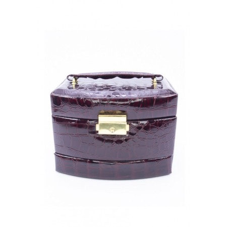 Cutie de bijuterii Gaia, din piele ecologica tip croco, eleganta, compartimentata,contine oglinda interioara,pe 3 niveluri,culoa [1]