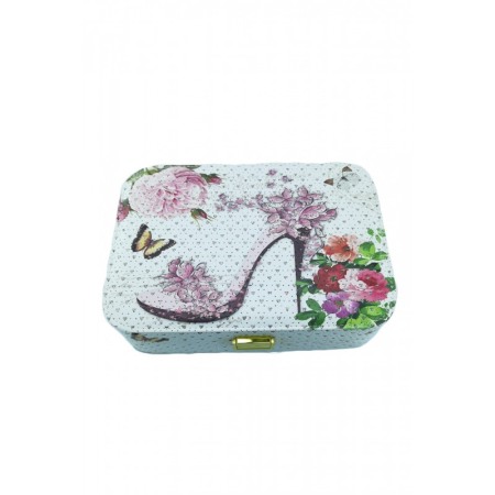 Cutie de bijuterii Heels,cu 2 spatii de ceasuri ,eleganta, cu aplicatii argintii si ilustratii,deschidere cu capac, oglinda, 27 [3]