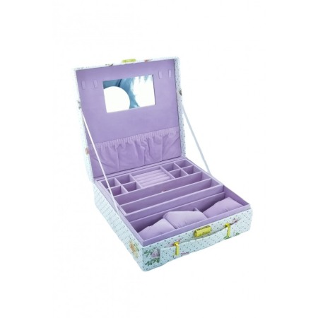 Organizatoare pentru ceasuri si bijuterii - Cutie de bijuterii Heels,cu 3 spatii de ceasuri eleganta, cu aplicatii argintii si ilustratii,deschidere cu capac, oglinda,cu ch
