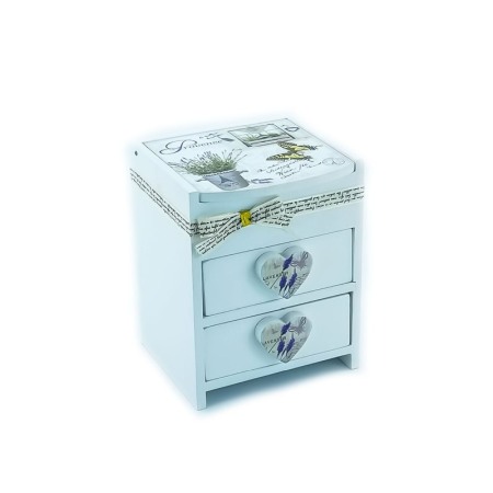 Cutie de bijuterii  Provence ,alba din lemn , cu capac ,model lavanda si fluture, 15 cm, Doty [3]