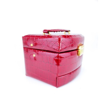 Cutie de bijuterii Secret Love din piele ecologica tip croco, eleganta,stil cufar, contine cheie,culoare rosie,15 cm, doty [1]