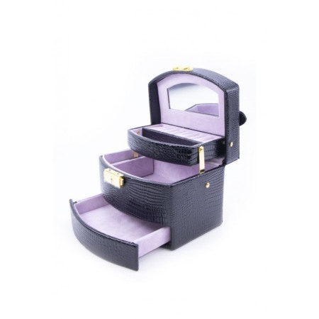 Cutie de bijuterii Selene, din piele ecologica tip croco, eleganta, compartimentata,contine oglinda interioara,pe 3 niveluri,cul [6]