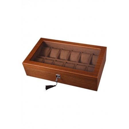Cutie de ceasuri premium din lemn masiv, pentru 12 ceasuri, capac cu sticla DOTY [4]