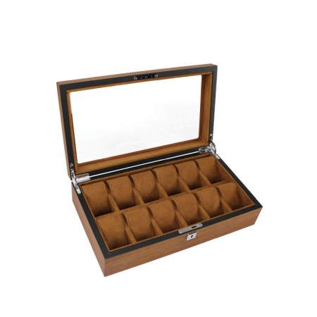 Cutie de ceasuri premium din lemn masiv, pentru 12 ceasuri, capac cu sticla DOTY [0]