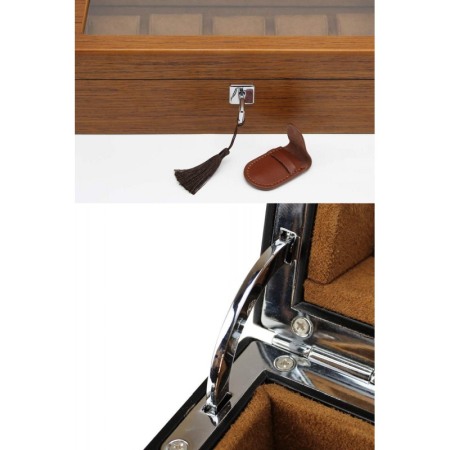 Cutie de ceasuri premium din lemn masiv, pentru 12 ceasuri, capac cu sticla DOTY [6]