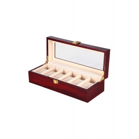 CUTII SI ORGANIZATORE - Cutie Depozitare 6 Ceasuri Lemn Cires, Premium