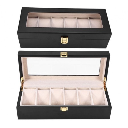 Cutie Depozitare 6 Ceasuri Luxury din Lemn Neagra [1]