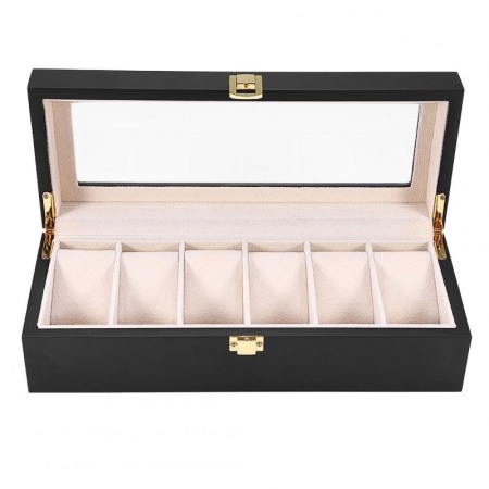 CUTII SI ORGANIZATORE - Cutie Depozitare 6 Ceasuri Luxury din Lemn Neagra