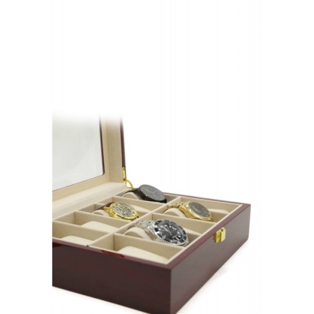 Cutie depozitare si organizare de lux, spatiu 10 ceasuri, lemn de calitate, mahon lucios, doty [2]