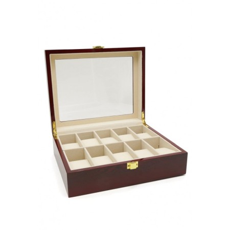 Cutie depozitare si organizare de lux, spatiu 10 ceasuri, lemn de calitate, mahon lucios, doty [0]