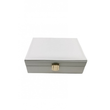 Cutie pentru bijuterii Blanchy Doty®, design creativ, compartimentata, din piele ecologica, 16x12 cm, alb [2]