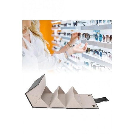 Cutie suport pentru ochelari GlassesBox Doty®, pliabil, portabila, 47x16 cm, 5 spatii, piele ecologica neagra [3]