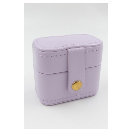 Cutiuta Sissy Rings, pentru transport inele, 4 spatii, piele ecologica, catarama aurie, eleganta, 6x7x3 cm, mov deschis, Doty®️ [5]