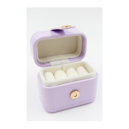 Cutiuta Sissy Rings, pentru transport inele, 4 spatii, piele ecologica, catarama aurie, eleganta, 6x7x3 cm, mov deschis, Doty®️ [4]