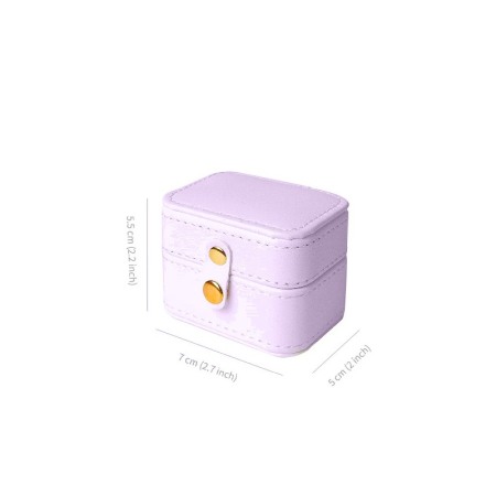 Cutiuta Sissy Rings, pentru transport inele, 4 spatii, piele ecologica, catarama aurie, eleganta, 6x7x3 cm, mov deschis, Doty®️ [2]