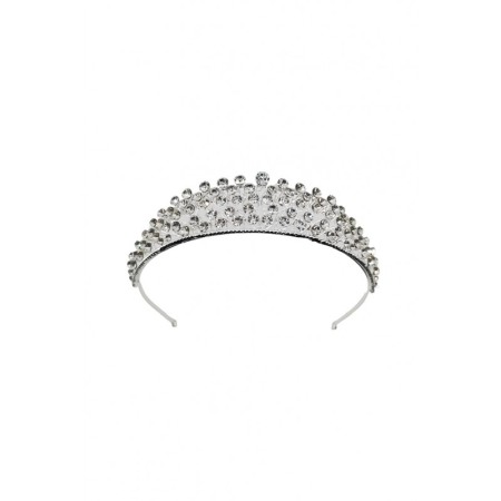 Acasa - Diadema Princess, stil regal, de mireasa, nasa, majorat, 31 cm, argintie, cristale acrilice, Doty®️