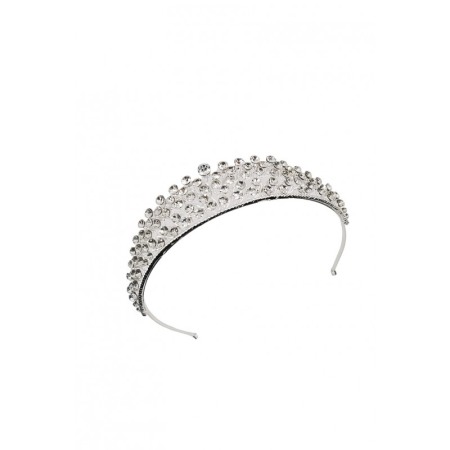 Diadema Princess, stil regal, de mireasa, nasa, majorat, 31 cm, argintie, cristale acrilice, Doty®️ [1]