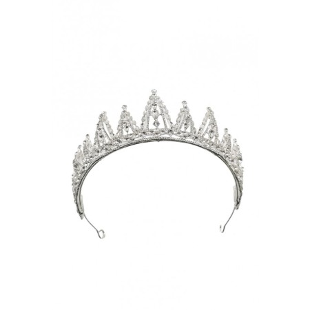 Acasa - Diadema The Queen, stil regal, de mireasa, nasa, majorat, 35 cm, argintie, cristale acrilice, Doty®️