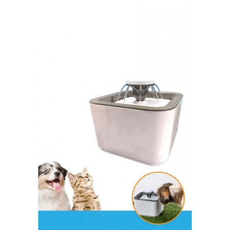 Dispenser automat de apa PetFountain, tip fantana, 2 filtre incluse, adaptor inclus, alb/gri, Doty®️ [1]