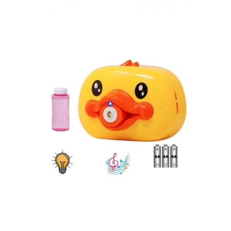 Jucarii de exterior - Dispozitiv de facut baloane BubbleDuck, functioneaza cu baterii, efecte sonore si luminoase, galben, Doty®️