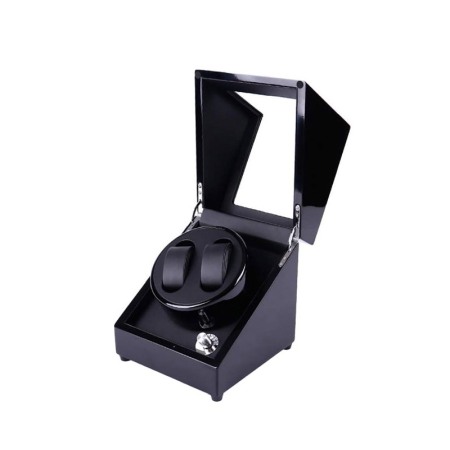 CADOURI SI SETURI - Dispozitiv de intors Ceasurile Automatice Watch Winder 2+0 Doty®, aspect lucios, piele ecologica interioara, negru