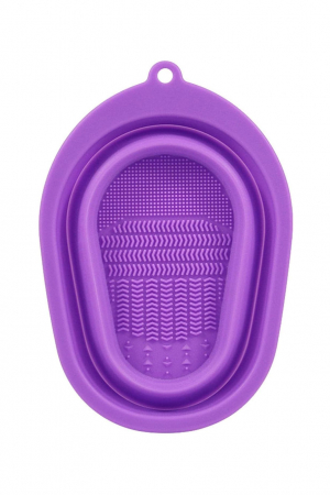 Dispozitiv manual de curatare pensule de machiaj BrushCleaner Basin Doty®, din silicon, cu 4 tipuri de striatii, tip cadita, portabil, pliabil, 15x10, mov [1]