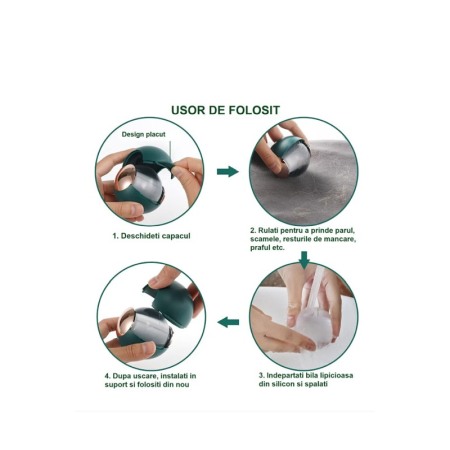 Dispozitiv manual de curatat scamele DustyBall Doty®, cu silicon lipicios, reutilizabil, forma rotunda, 6 cm [4]