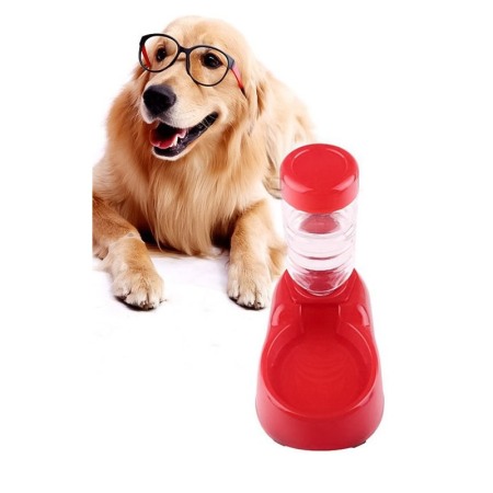 Boluri de hrană - Dozator de apa automat pentru animalele de companie PetsBottle, detasabil, castron inclus, 260 ml, rosu, Doty®️