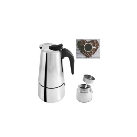 Espressor manual pentru aragaz Stove Espresso, din inox, utilizare pe aragaz, capacitate 6 cesti, 380 ml, argintiu [1]