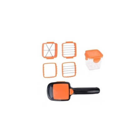 Feliator manual 5 in 1, accesorii incluse, taie, feliaza,marunteste, mic si compact, usor de utilizat, practic,negru/portocaliu [3]