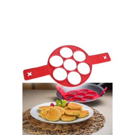 Forma din silicon cu 7 spatii , pentru clatite, oua ochiuri sau omleta,material de calitate, usor de utilizat si curatat, rosu, [3]
