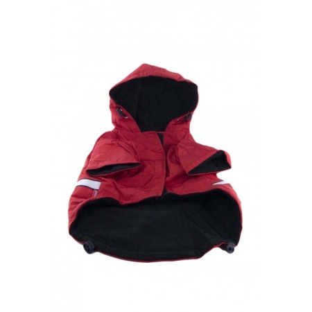 Îmbrăcăminte pentru câini - Geaca calduroasa si impermeabila pentru catei de talie mica, rosu, marime 20/2XL, dunga reflectorinzanta pe spate,confortabila,D