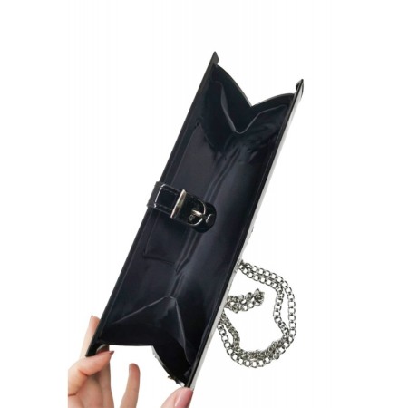 Geanta tip plic VogueStyle, imprimeu, lant inclus, eleganta, 25x12 cm, negru/alb [1]