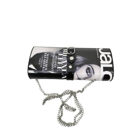 Acasa - Geanta tip plic VogueStyle, imprimeu, lant inclus, eleganta, 25x12 cm, negru/alb