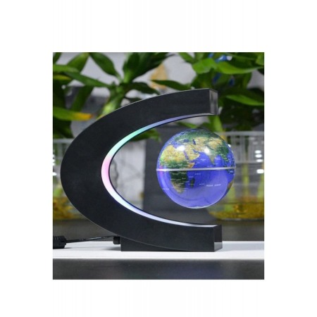 Glob pamantesc Blue Earth, magnetic si plutitor, se roteste, iluminare LED, 18 x 18 cm, negru/albastru [6]