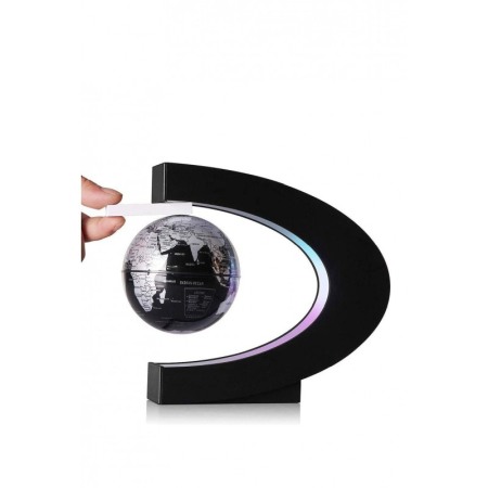 Glob pamantesc Grey Earth ,magnetic si plutitor, se roteste, decoratiune, design realist si modern, iluminare LED,18 x 18 cm,neg [3]