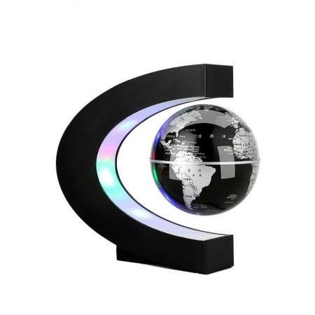 Glob pamantesc Grey Earth ,magnetic si plutitor, se roteste, decoratiune, design realist si modern, iluminare LED,18 x 18 cm,neg [2]