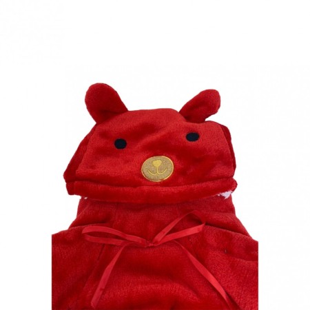 Hainuta PlushFace pentru caini de talie mica, tip costum cu gluga,material moale, confortabil,30 cm, rosu [1]